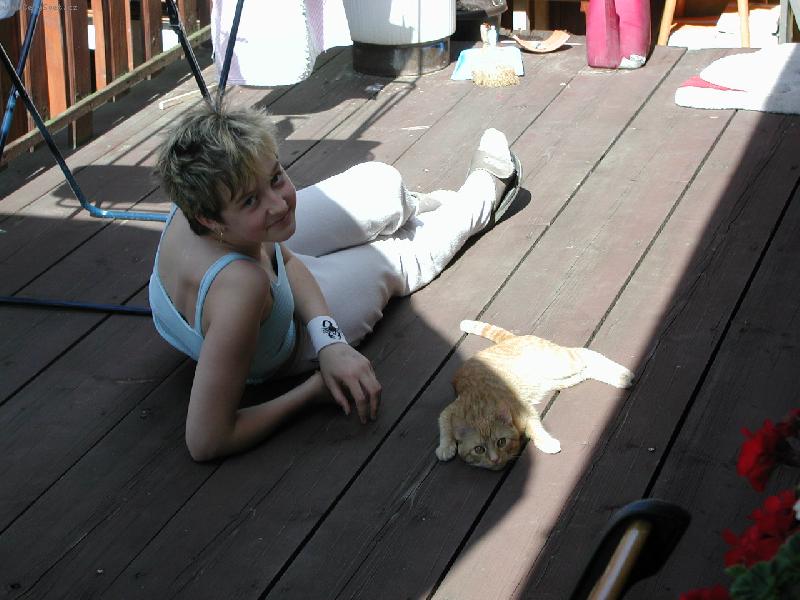 Foto: "dv� ko�ky na slunci"-d�t� s ko�kou